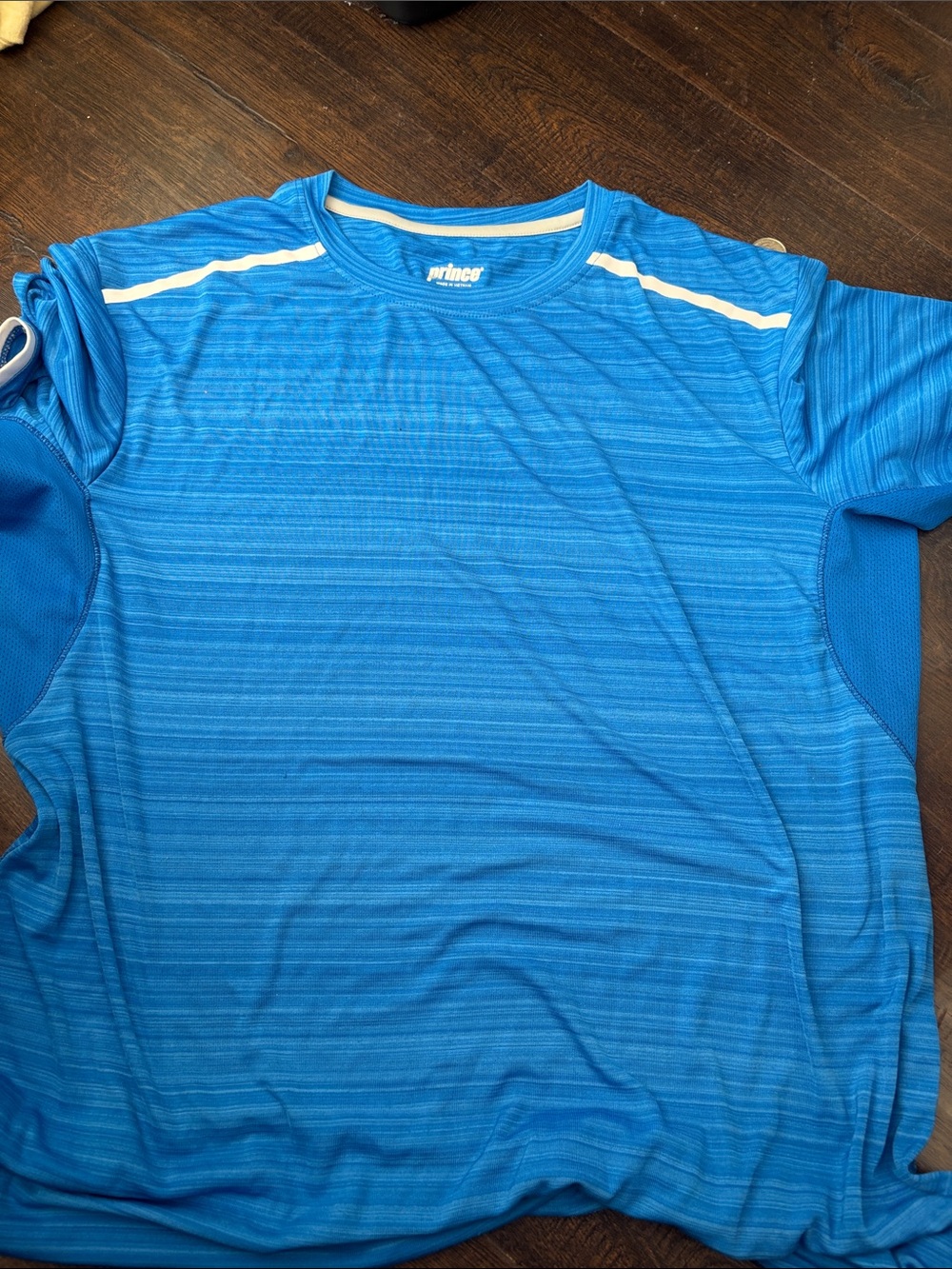 Prince Men's Bright Blue Short Sleeve Athletic Tee with White Accents